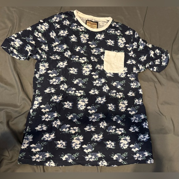 Hudson & Barrow NYC Navy Blue Floral Tee - Picture 1 of 2